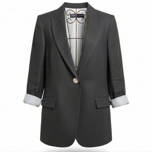 Zara Women's Charcoal Linen Blazer
